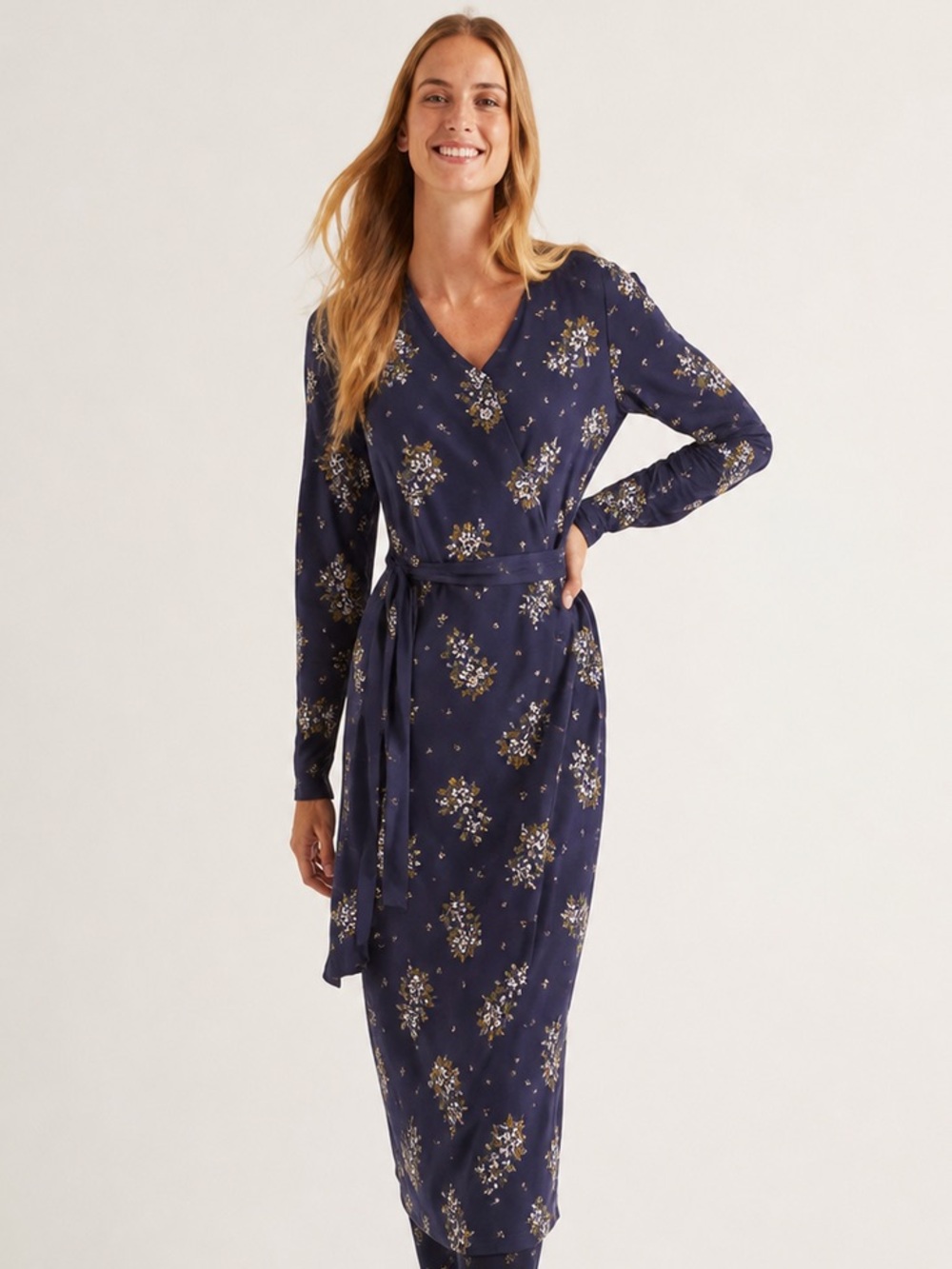 Boden Romaine Midi V-Neck Belted Printed Midi Dress Size US 8 NWOT